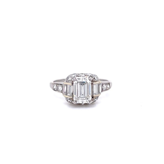 1.05ct Emerald Cut Diamond Art Deco Ring