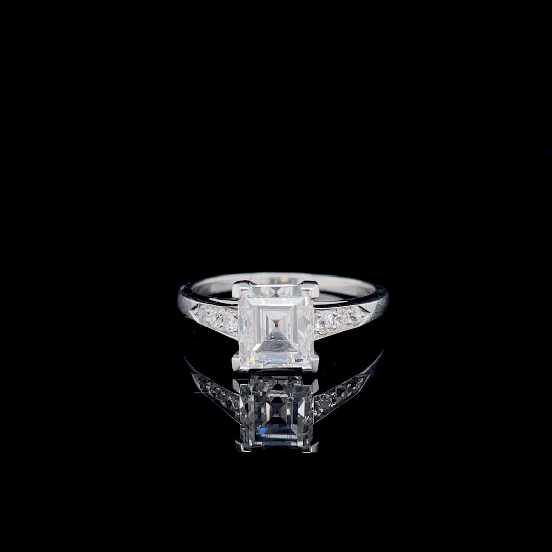 1.92ct Certified Square Step Cut Diamond Solitaire Ring