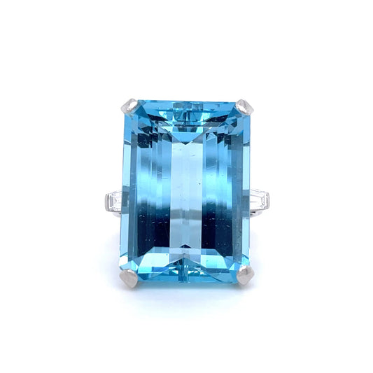 42.35ct Emerald Cut Aquamarine Dress Ring