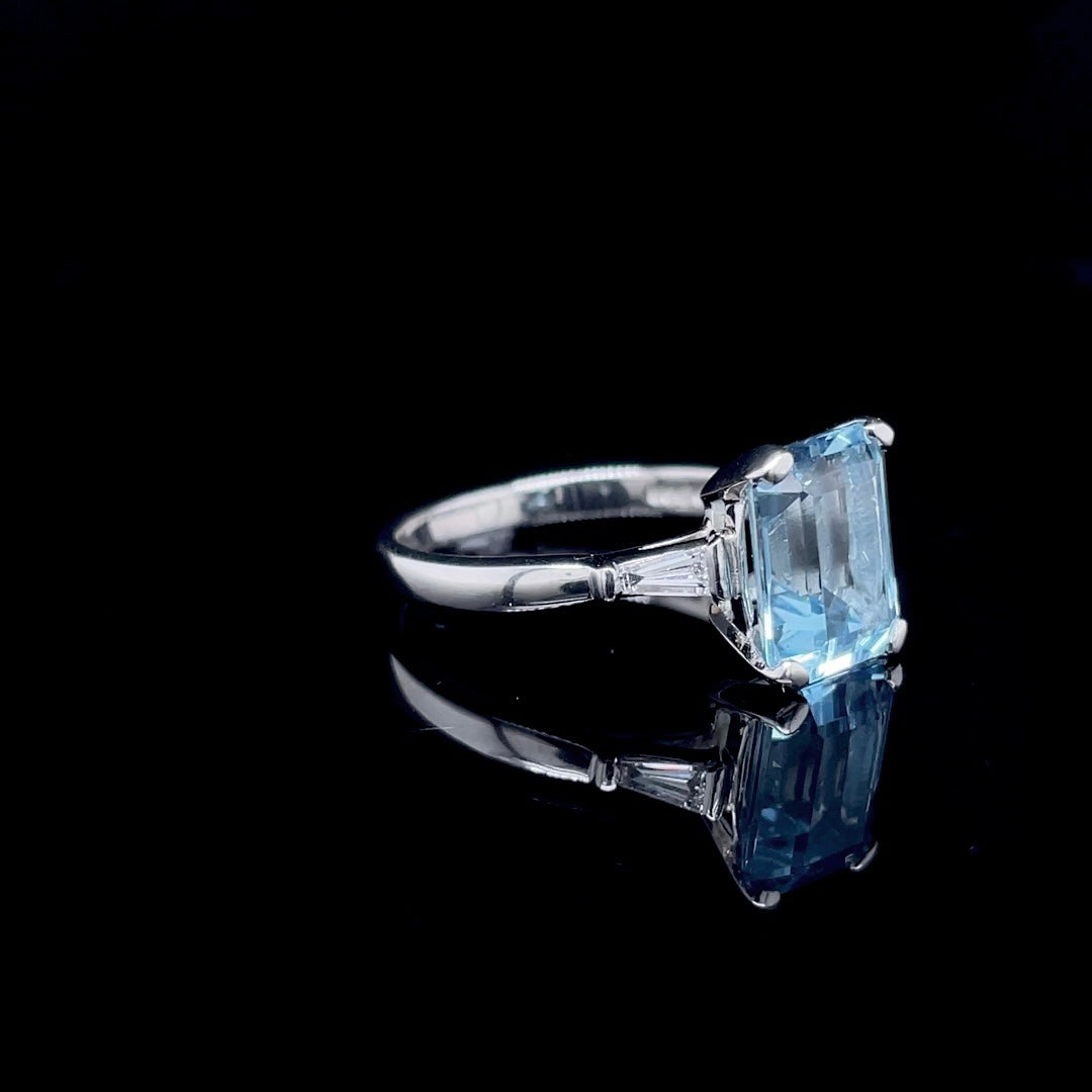 2.69ct Emerald Cut Aquamarine Solitaire Ring