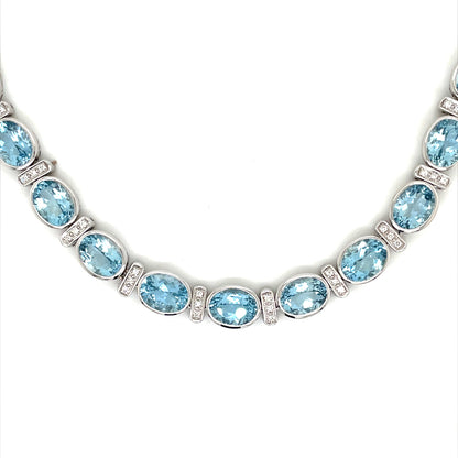 48.92ct Oval Aquamarine And Diamond Necklace