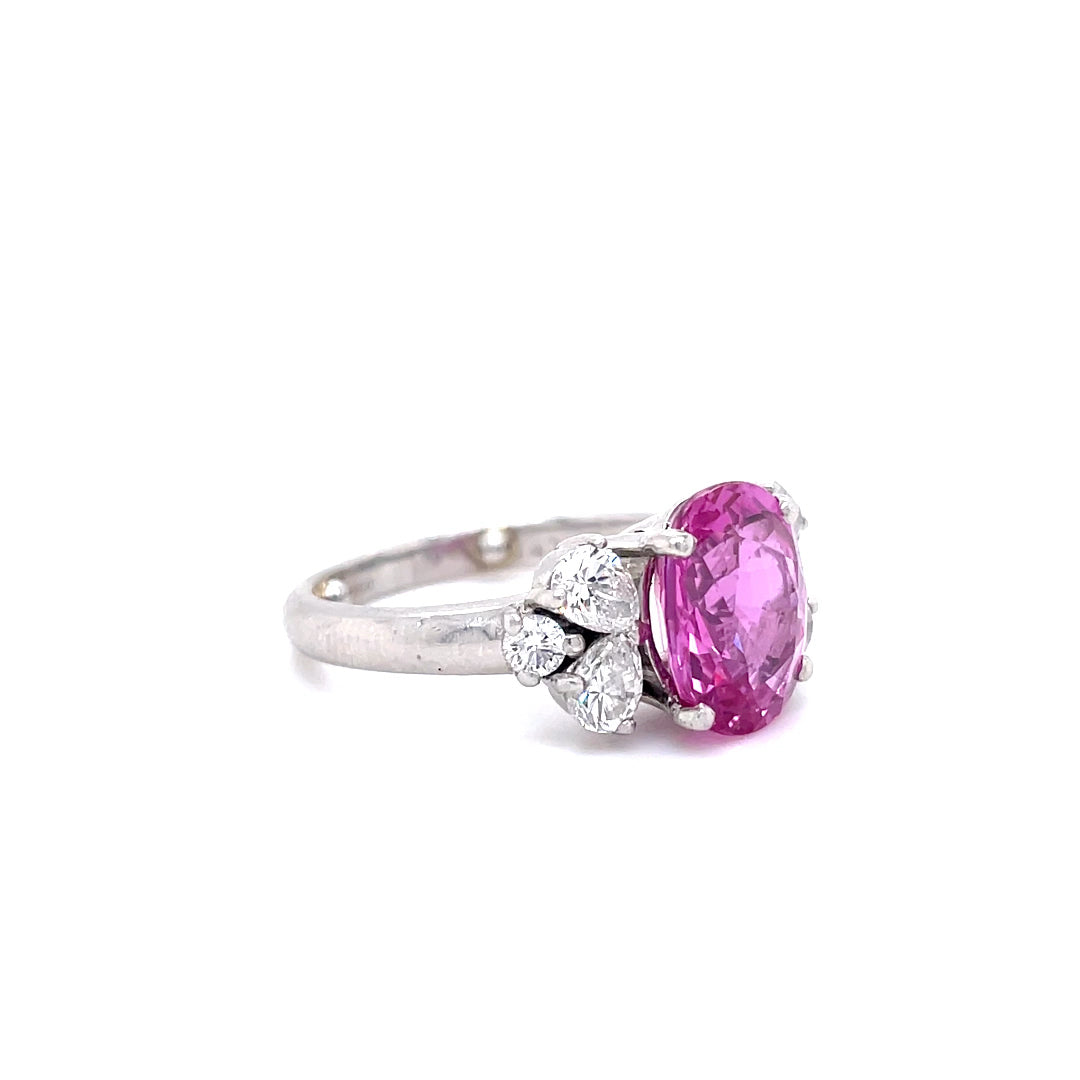 4.35ct Oval Pink Sapphire And Diamond Ring