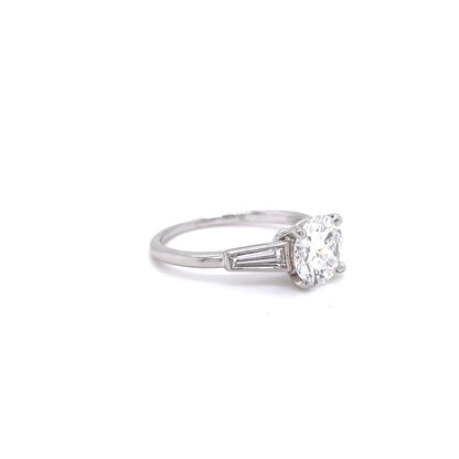 Cartier 1.37ct Round Diamond And Tapered Baguette Solitaire Ring