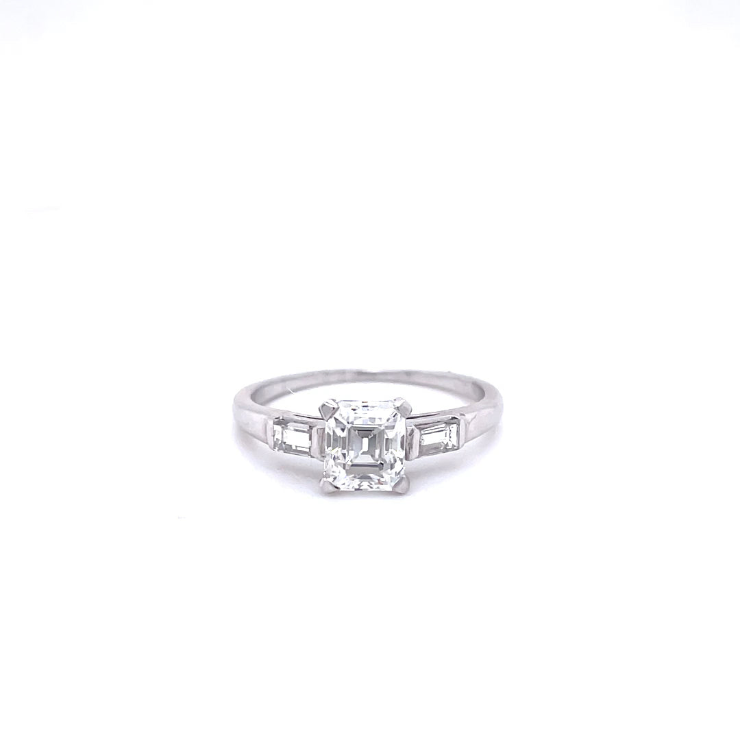 0.98ct Asscher Cut Diamond Ring