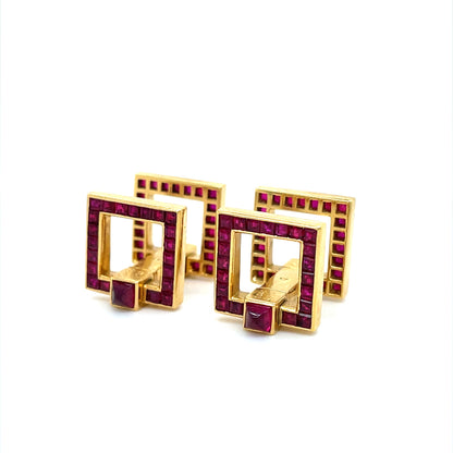 Cartier Yellow Gold And Ruby Cufflinks