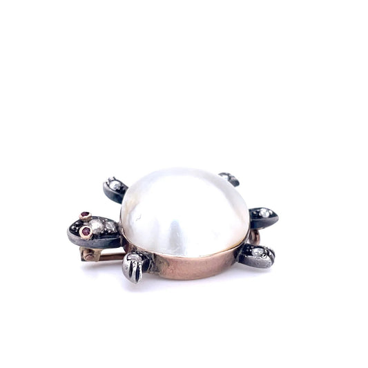 Victorian Mabe Pearl Turtle Brooch