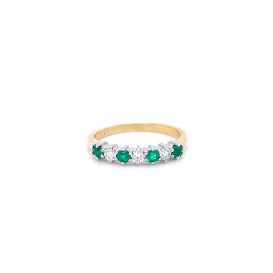 0.22ct Round Emerald And Diamond Half Eternity Ring