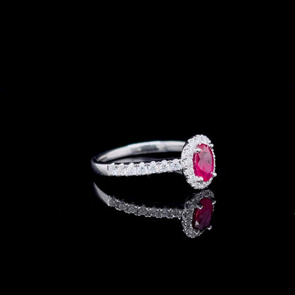 0.50ct Oval Ruby and Diamond Cluster Ring
