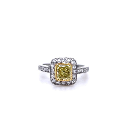 Radiant Cut Yellow Diamond Cluster Ring