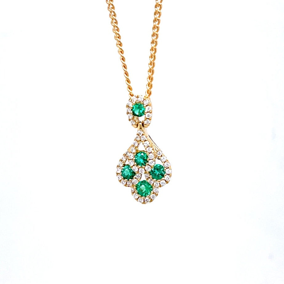 0.27ct Emerald And Diamond Peacock Style Pendant