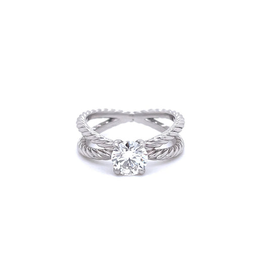 0.90ct GIA Certified Round Brilliant Cut Diamond Solitaire Ring with Twisted Split Shoulders