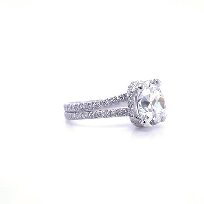 3.01ct Old Cut Cushion Diamond Solitaire Ring