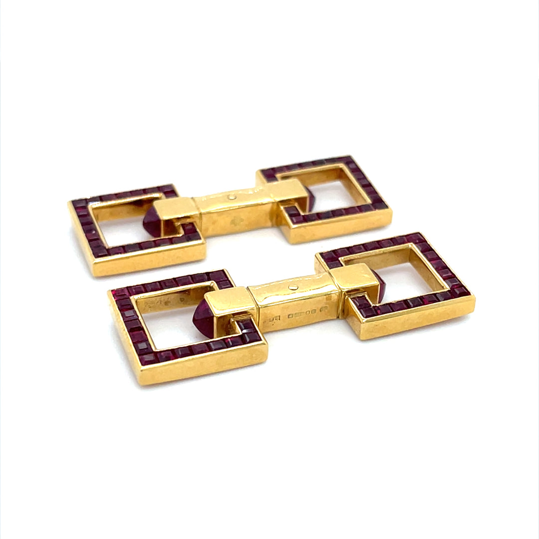 Cartier Yellow Gold And Ruby Cufflinks