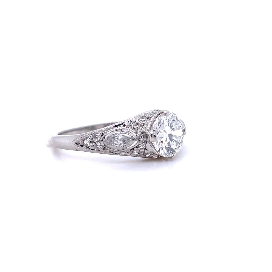 1.17ct GIA Certified Round Brilliant Cut Diamond Dress Ring in Fancy Diamond Set Mount