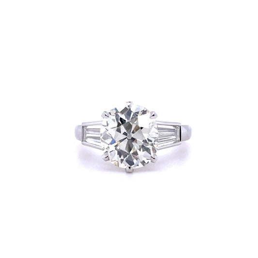 3.39ct Old Cut Cushion Diamond Solitaire Ring