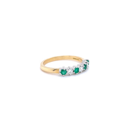 0.22ct Round Emerald And Diamond Half Eternity Ring