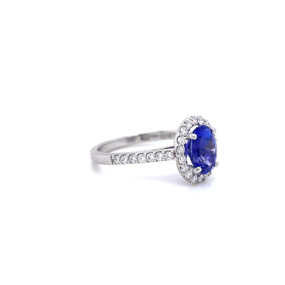 1.52ct Oval Cut Tanzanite And Diamond Cluster Ring