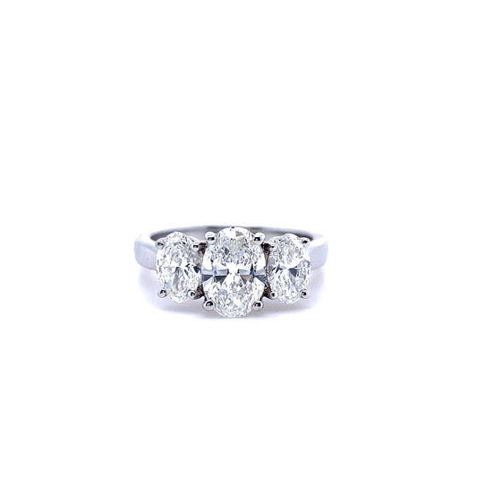 Certified 1.07ct Oval Cut Diamond Three Stone Ring