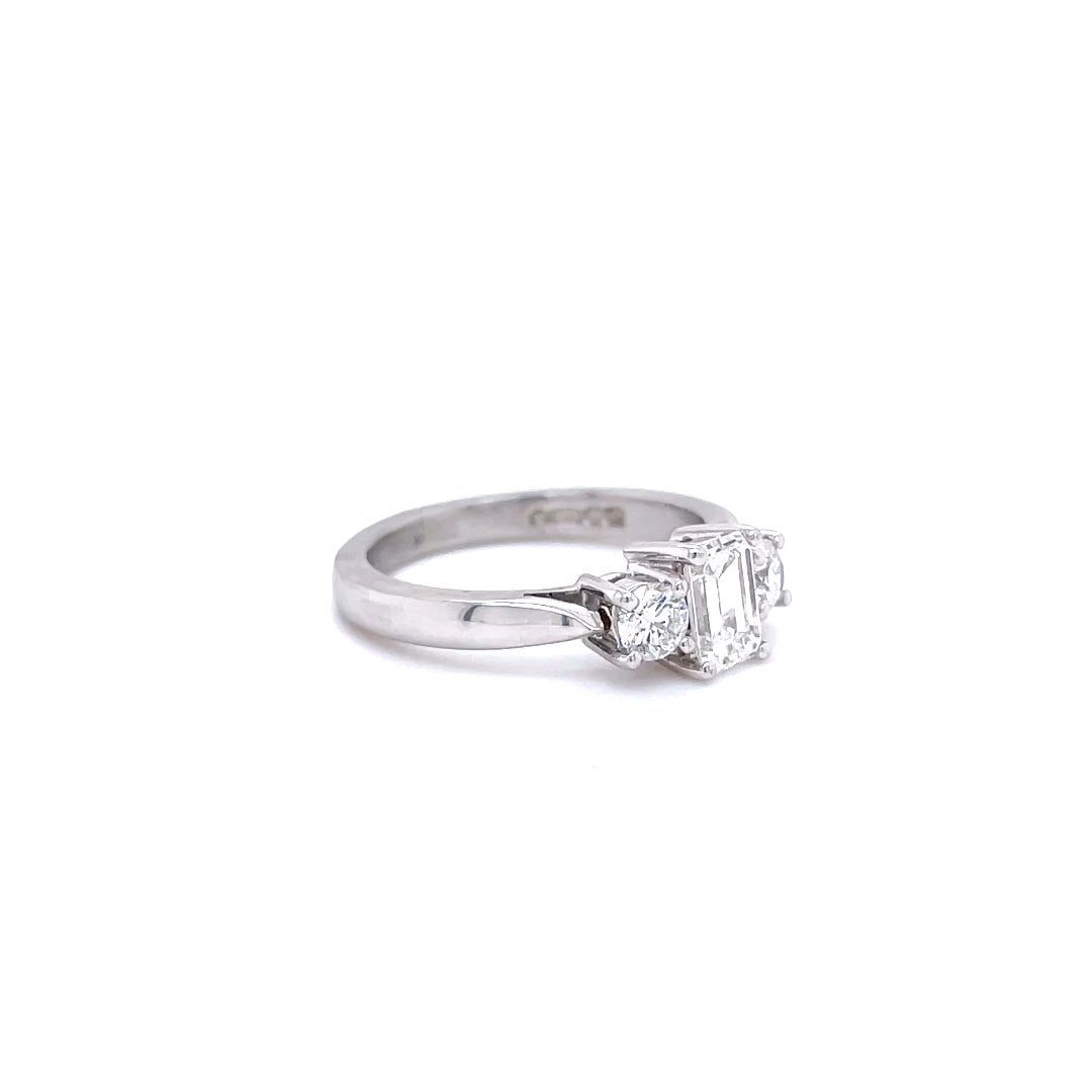 0.53ct Emerald Cut Diamond Three Stone Ring