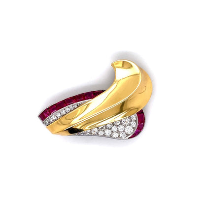 Vintage Cartier Ruby and Diamond Brooch