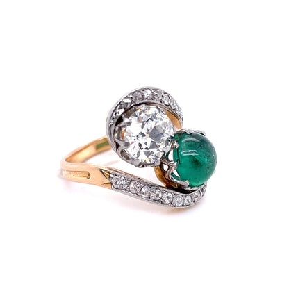 1.79ct Cabochon Emerald And Diamond Toi Moi Ring