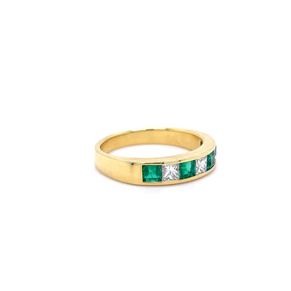 0.66ct Square Cut Emerald and Diamond Eternity Ring
