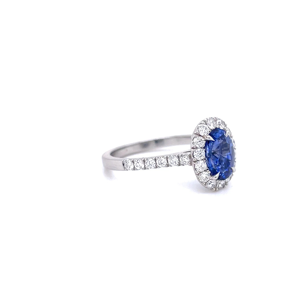 1.54ct Oval Sapphire and Diamond Cluster Ring