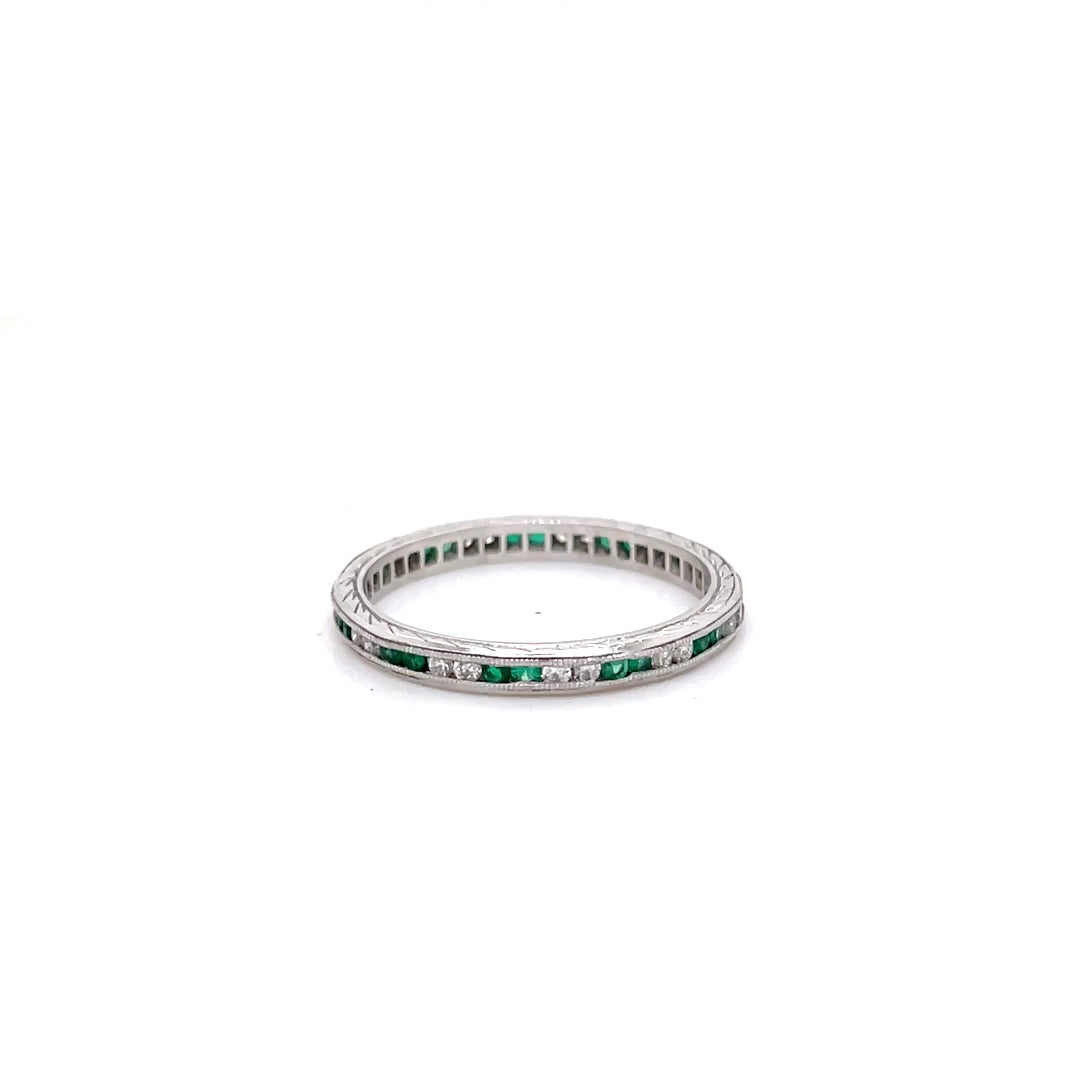 Round Emerald and Diamond Eternity Ring