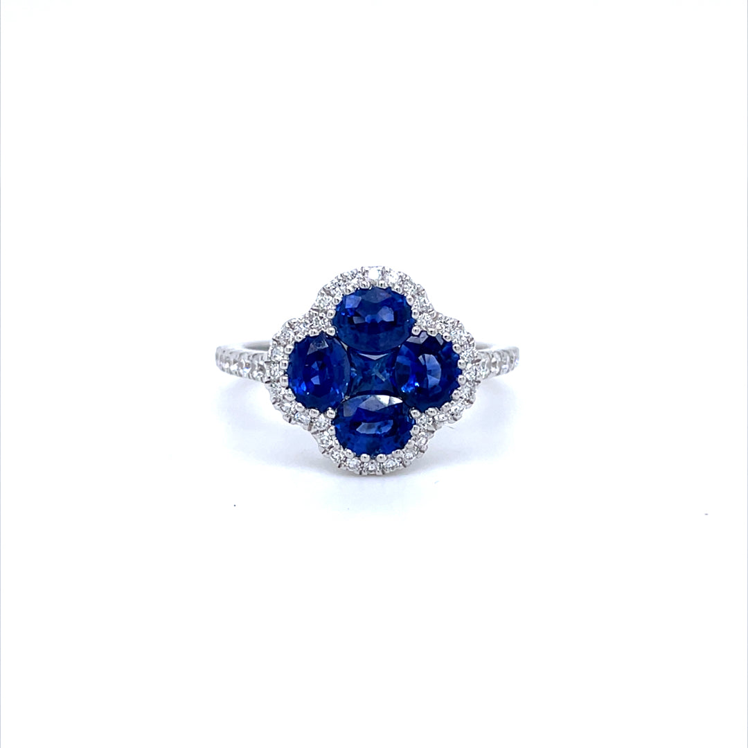 1.89ct Sapphire And Diamond Quatrefoil Cluster Ring