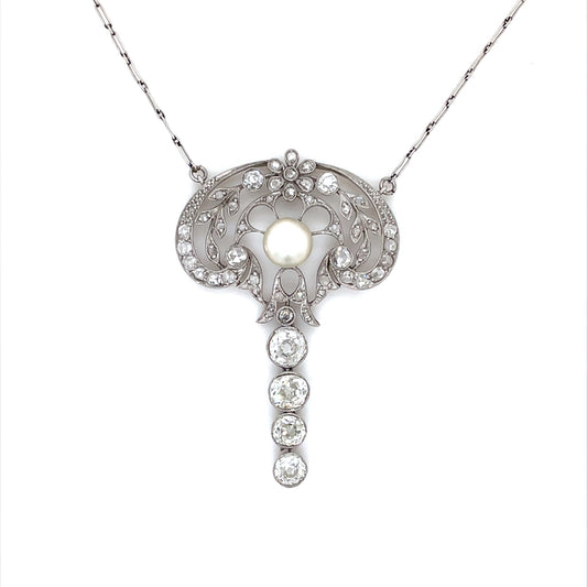 Belle Epoque Pearl and Diamond Pendant