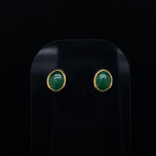 Oval Jadeite Solitaire Stud Earrings