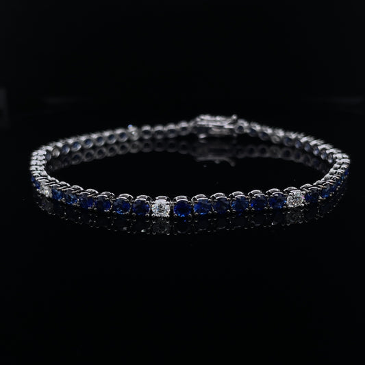 5.31ct Round Sapphire And Diamond Line Bracelet