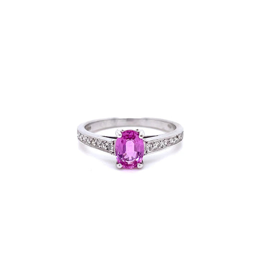 0.89ct Oval Cut Pink Sapphire Ring