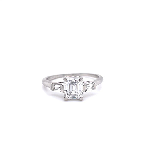 1.54ct Emerald Cut Diamond Three Stone Ring