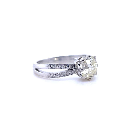 1.84ct Old Cut Cushion Diamond Solitaire Ring