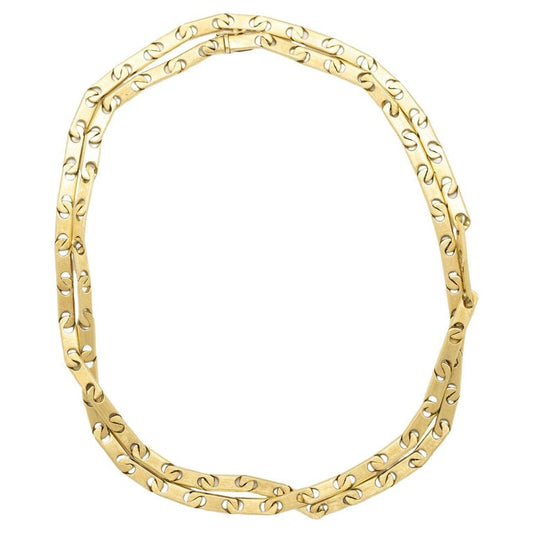 Buccellati Yellow Gold Satin Finish Long Chain Necklace