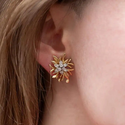 Chaumet Diamond Set Floral Clip Earrings
