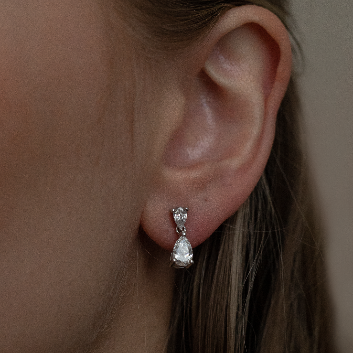 1.31ct Pear On Pear Diamond Earrings