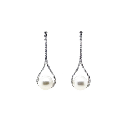Pearl And Diamond Drop Earrings