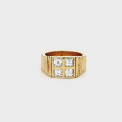 Yellow Gold Square Diamond Plaque Ring