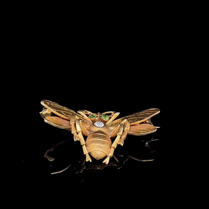 Yellow Gold and Diamond Bee Brooch