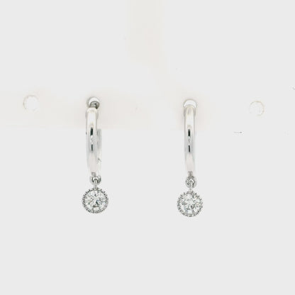 0.30ct Round Diamond Drop Hoop Earrings