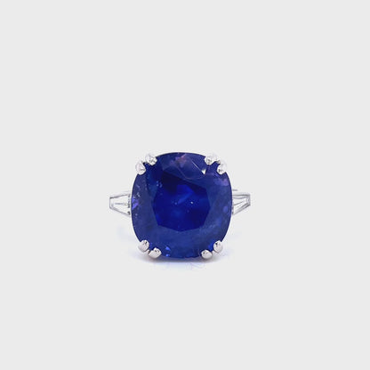 Certified Unheated 12.80ct Cushion Cut Sapphire Cocktail Ring by Boucheron