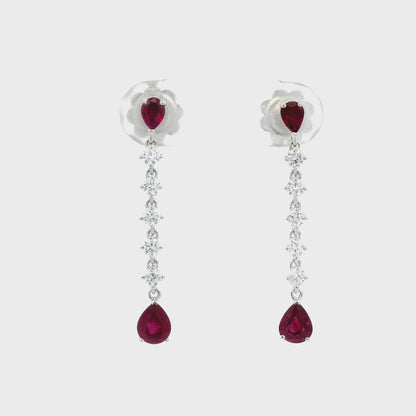 Gem Set And Diamond Line Drop Earrings