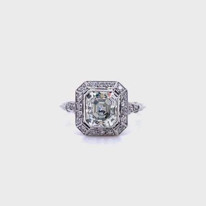 1.71ct Old Asscher Cut Diamond Art Deco Style Dress Ring
