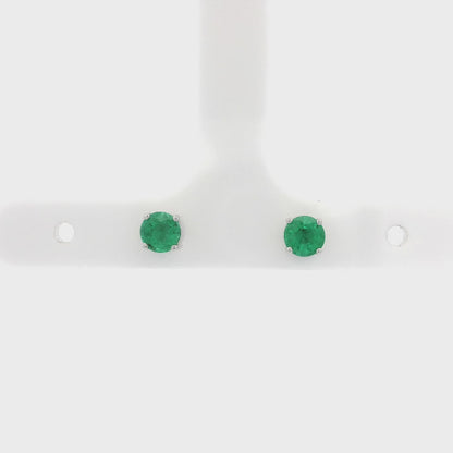 0.59ct Round Emerald Solitaire Stud Earrings