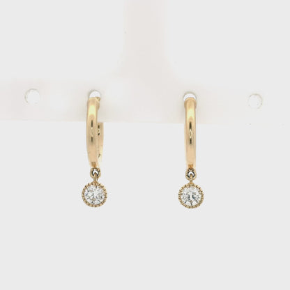 0.30ct Round Diamond Drop Hoop Earrings