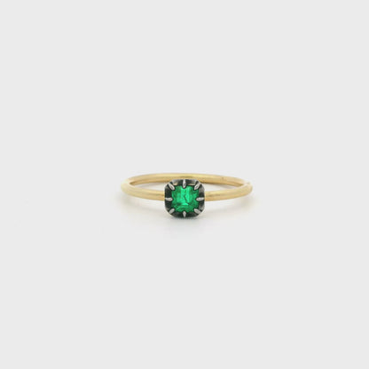 0.26ct Emerald Cut Emerald Georgian Style Solitaire Ring