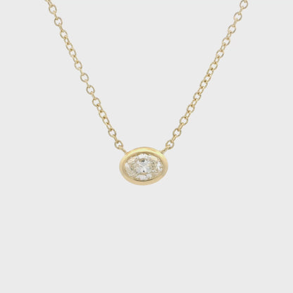 0.44ct Oval Cut Diamond Solitaire Pendant on Chain