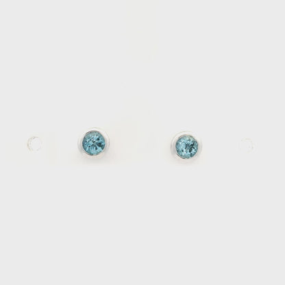 0.45ct Round Aquamarine Solitaire Stud Earrings
